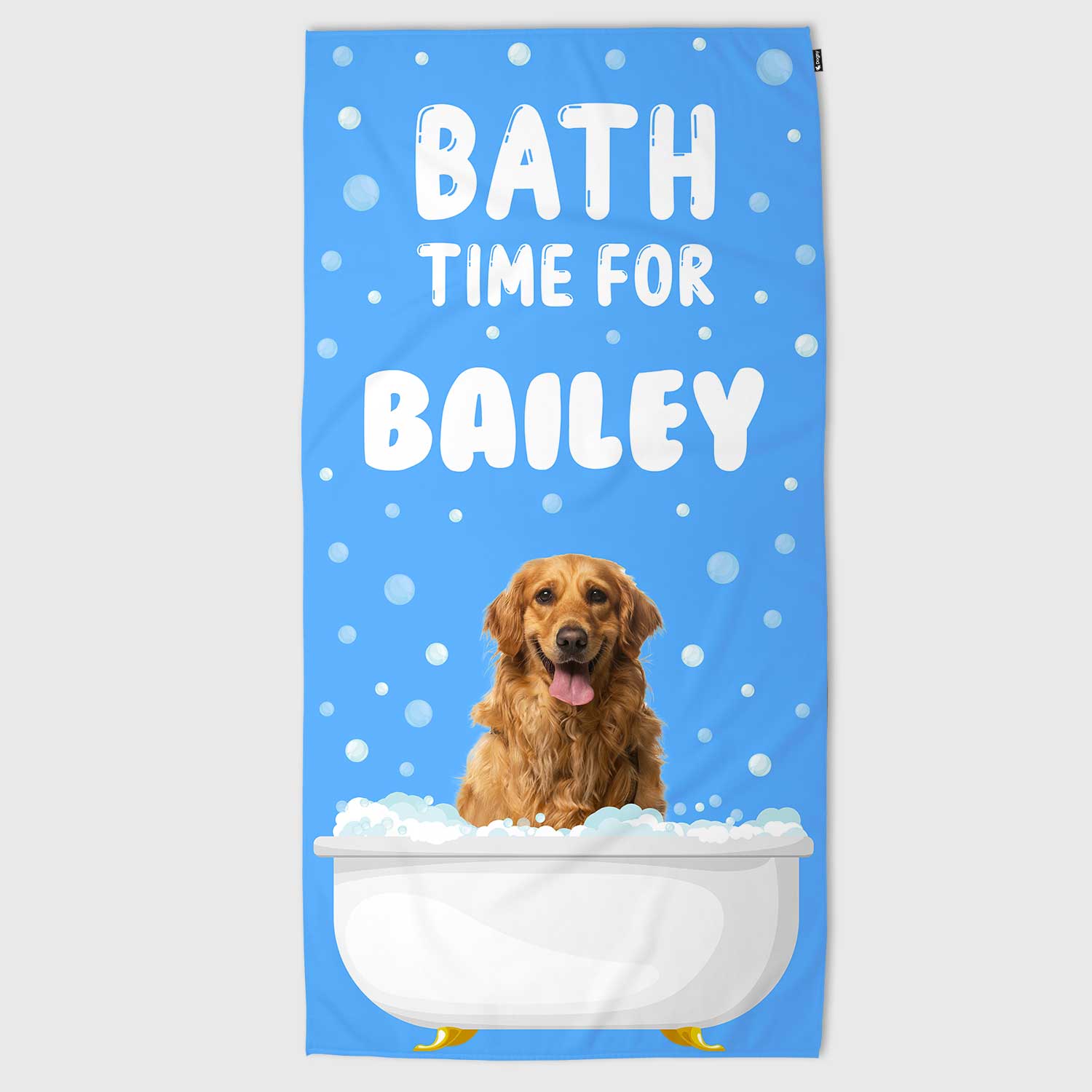 Bath Time For (Dog Name) Personalized Beach Towel