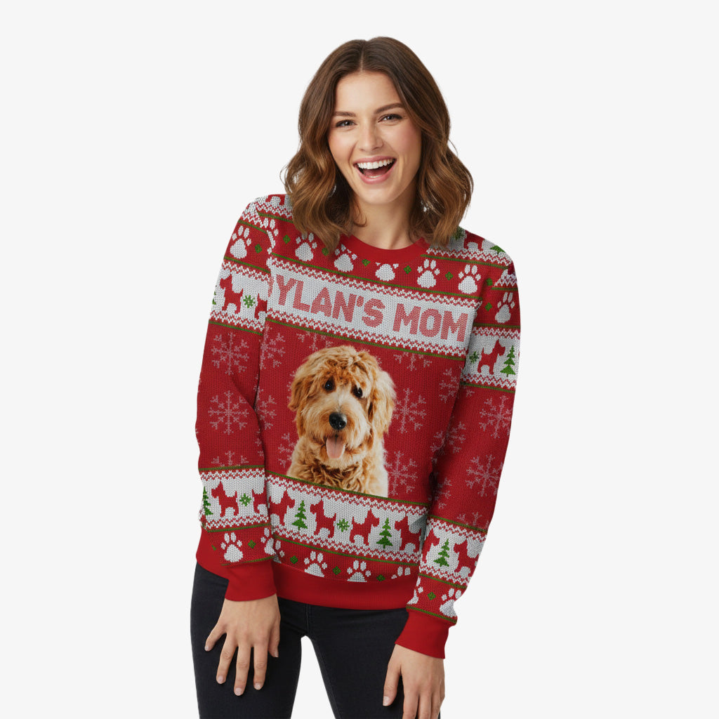 Dog's Name Mom Personalized Christmas Sweater