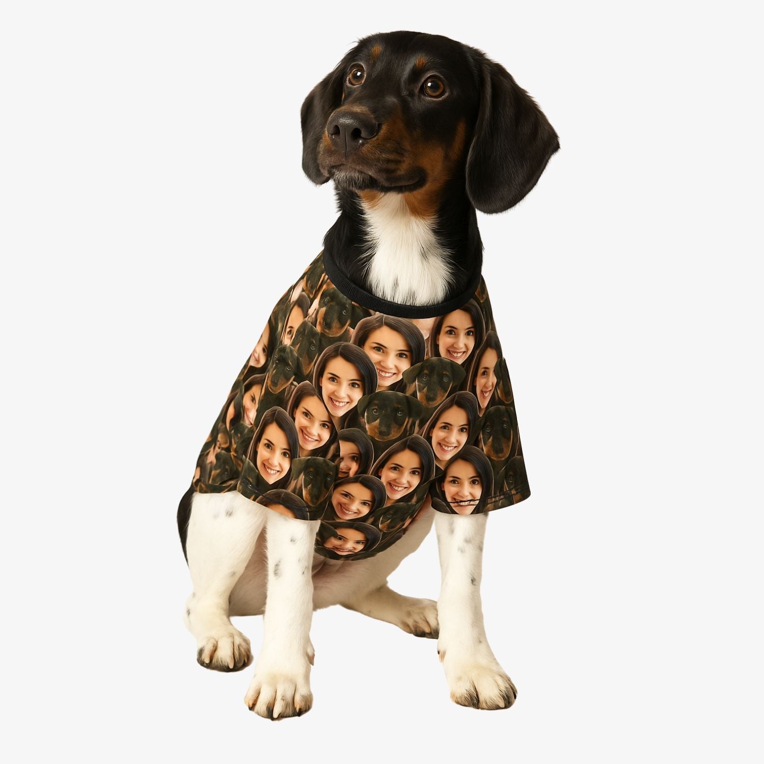 Dog & Owner Face Mash Personalized Dog T Shirt