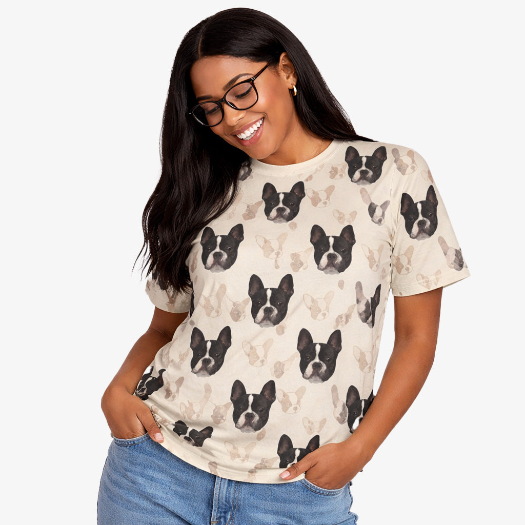 Frenchie Dog Pattern Personalized T-Shirt