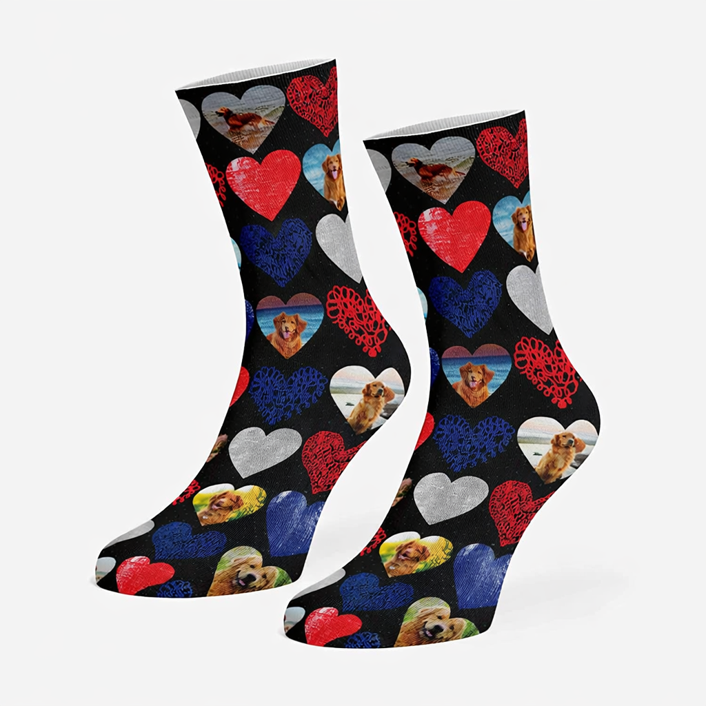 Heart Collage Personalized Dog Socks
