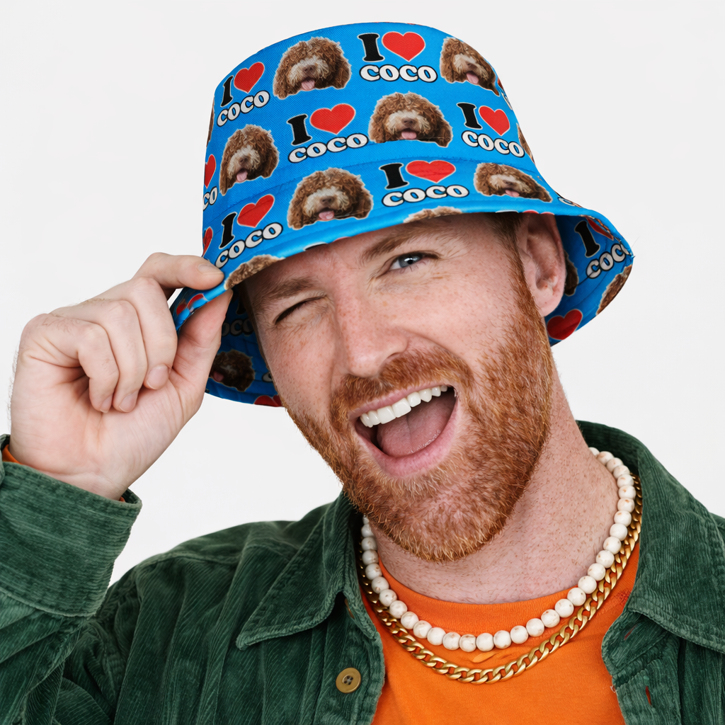 I Heart Dog [Name] & Face Custom Bucket Hat