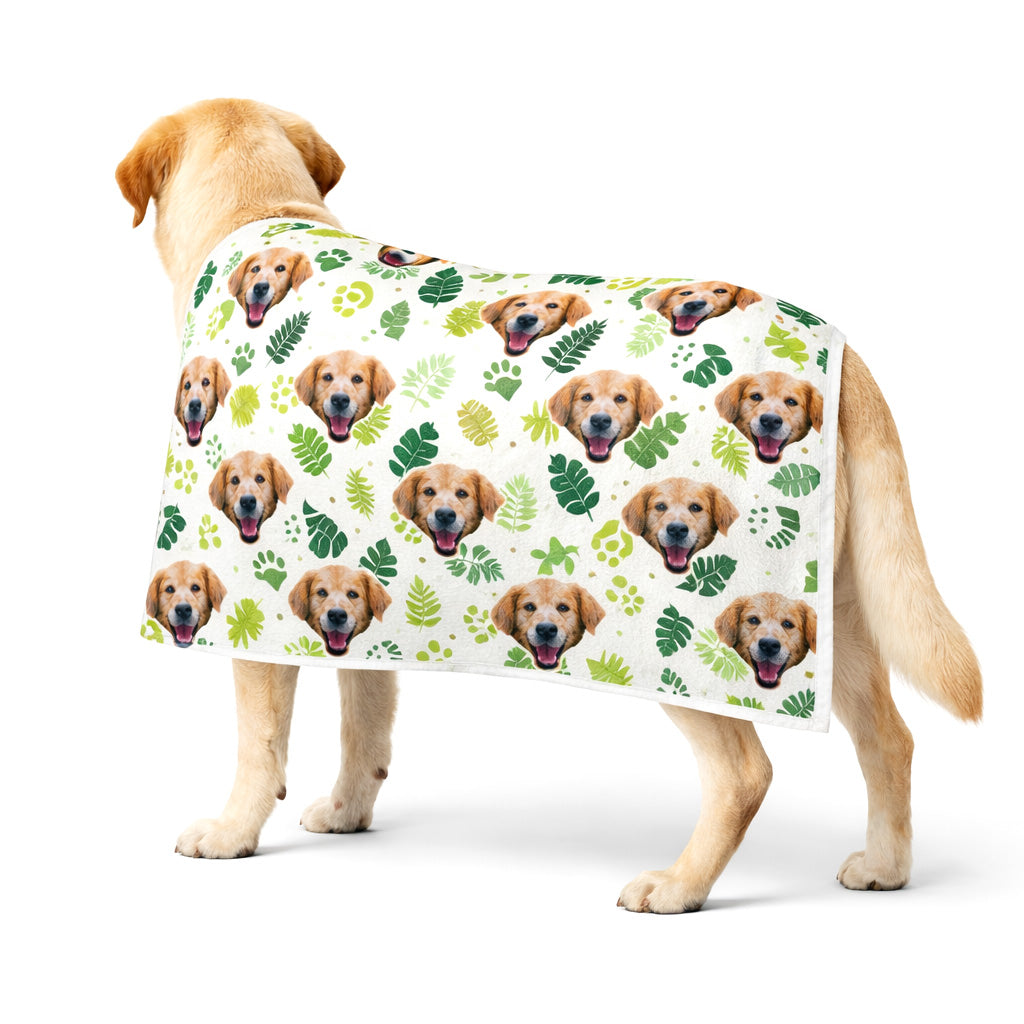 Leaf Pattern Personalized Dog Towel