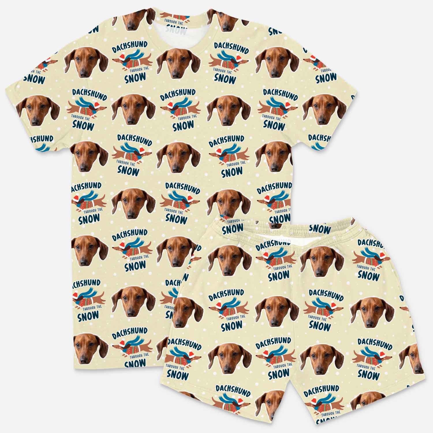 T-shirt with Dachshund Snow design on a white background