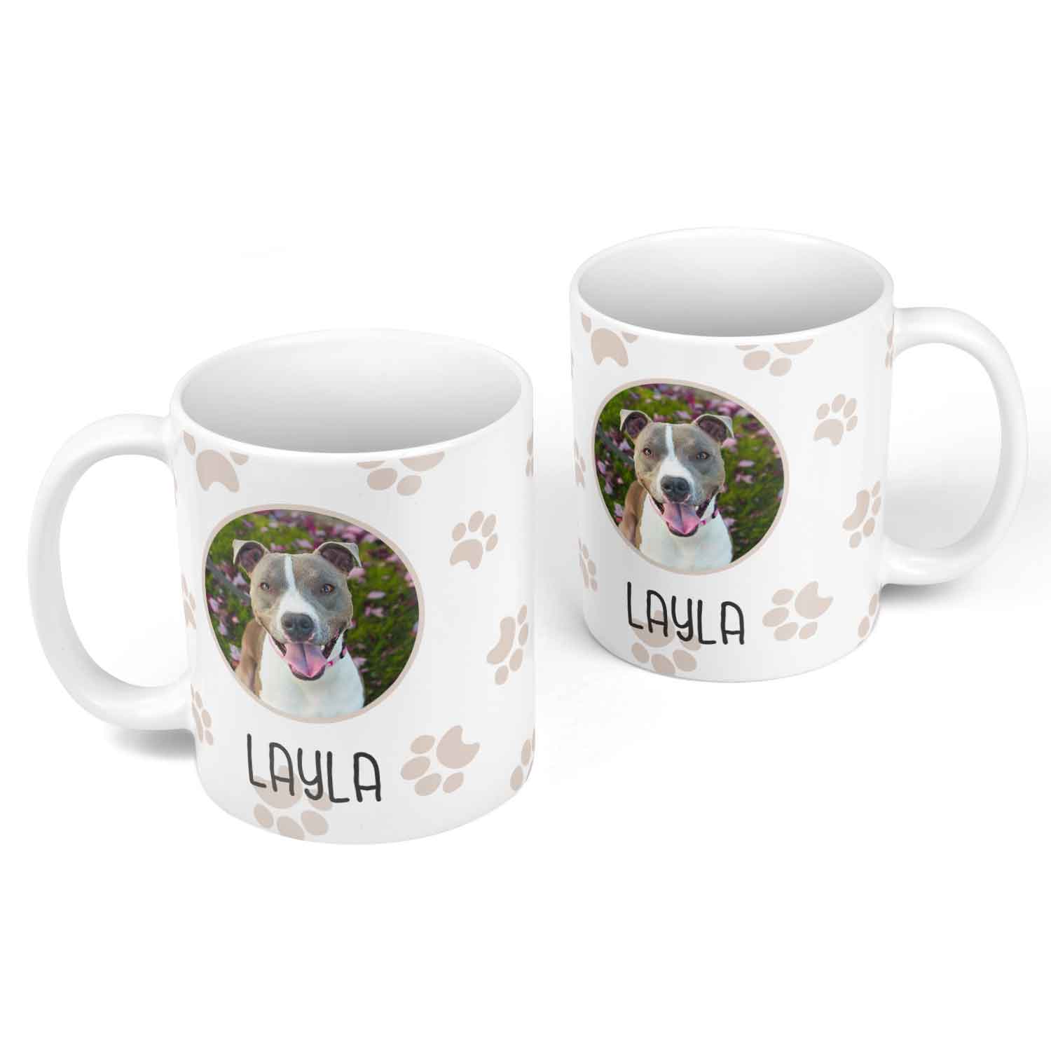 Photo and Name Paw Print Personalized Dog Mug