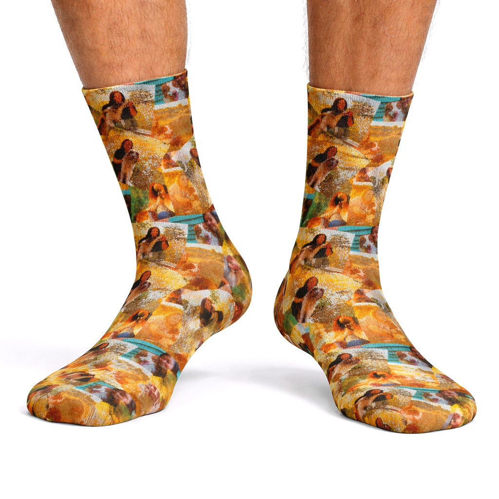 Overlap Photo Collage Personalized Dog Socks