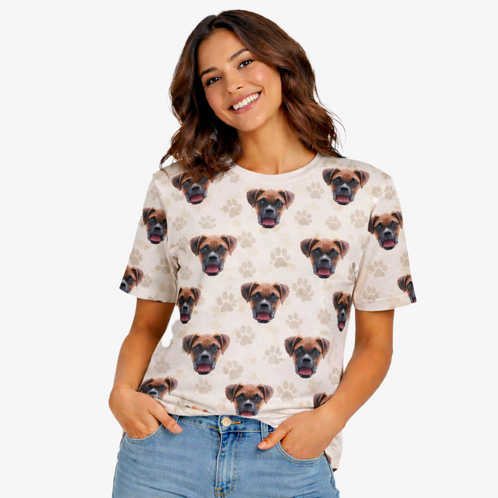 Paw Print Pattern Custom Dog T-Shirt