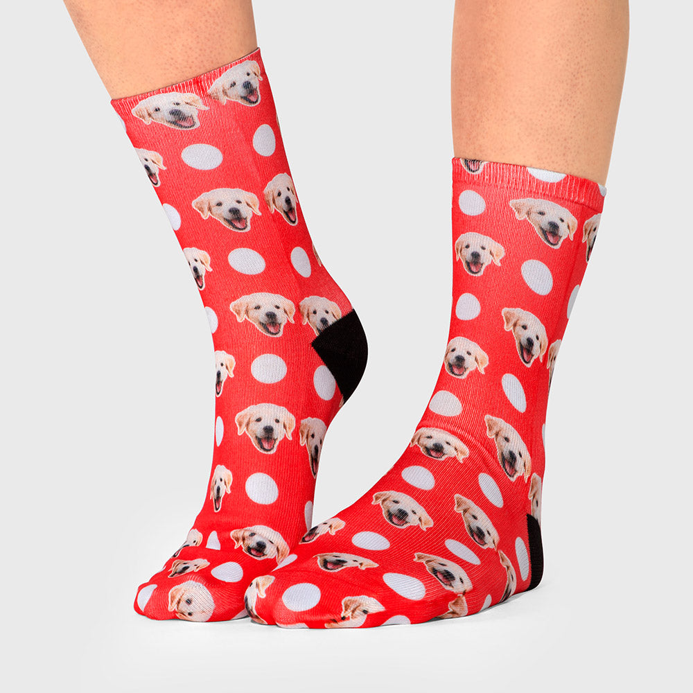 Personalized Polka Dog Photo Socks