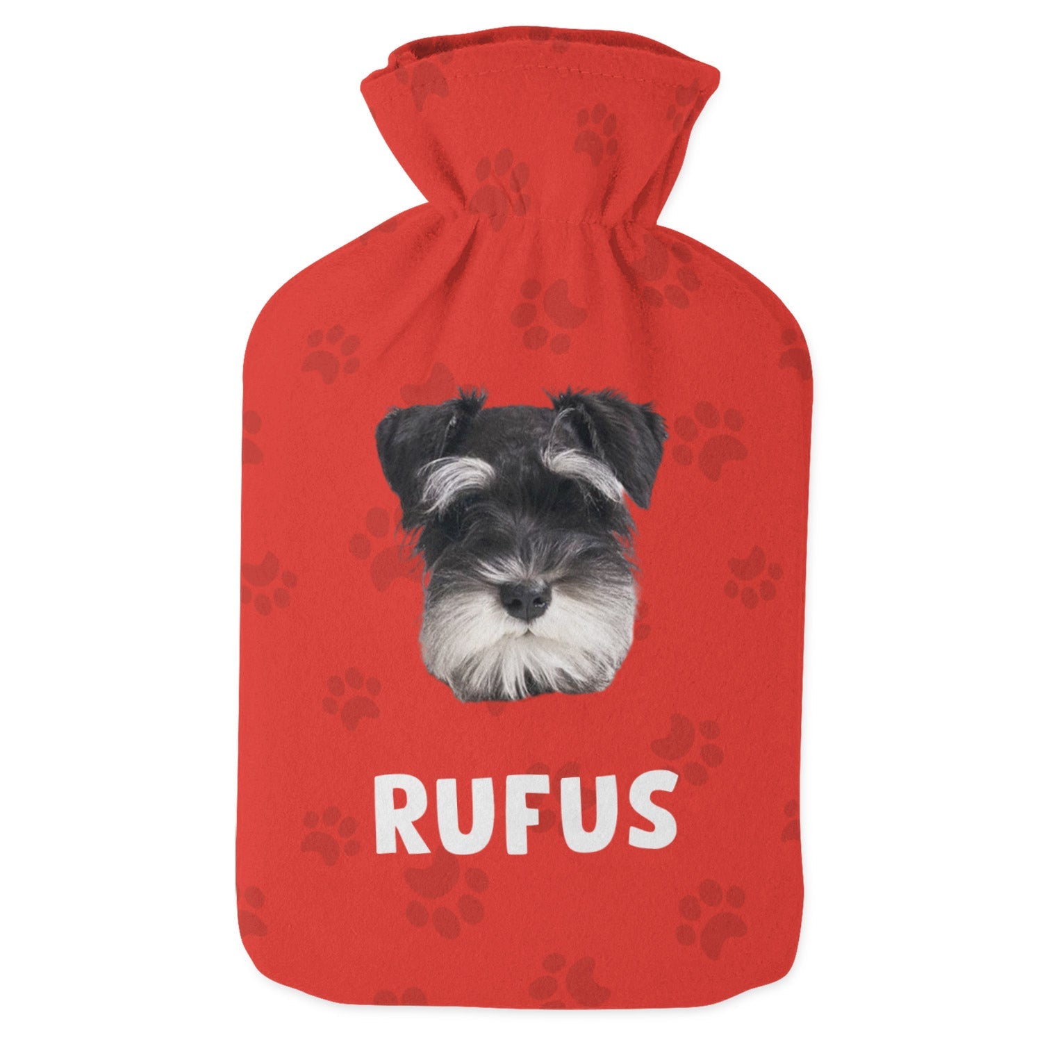 photo and text personalized hot water bottle