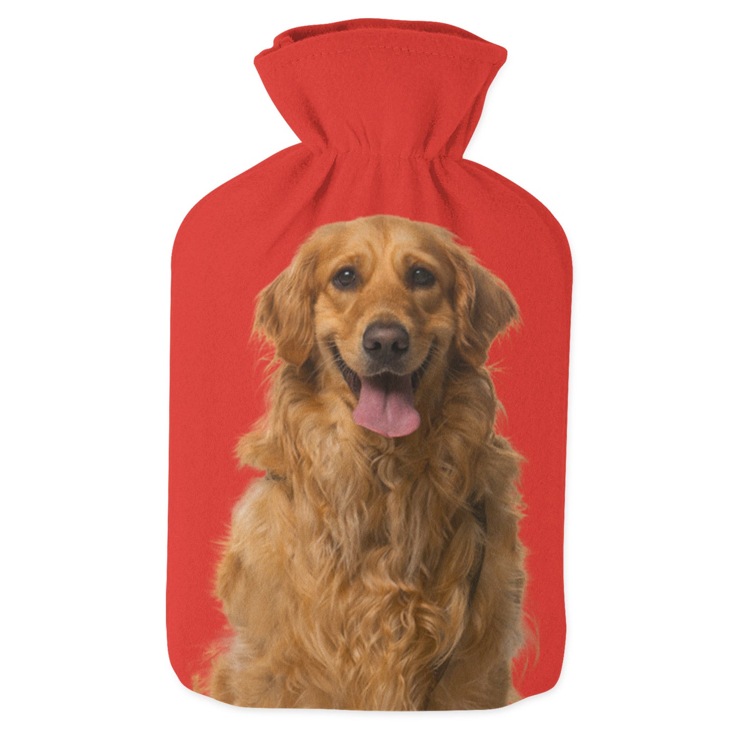 red personalized dog hot water bottle
