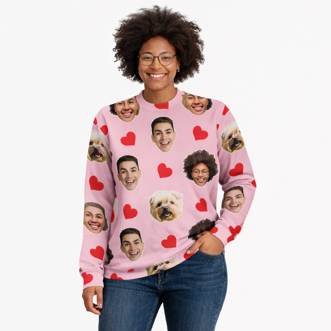 Red Hearts Personalized Sweatshirt