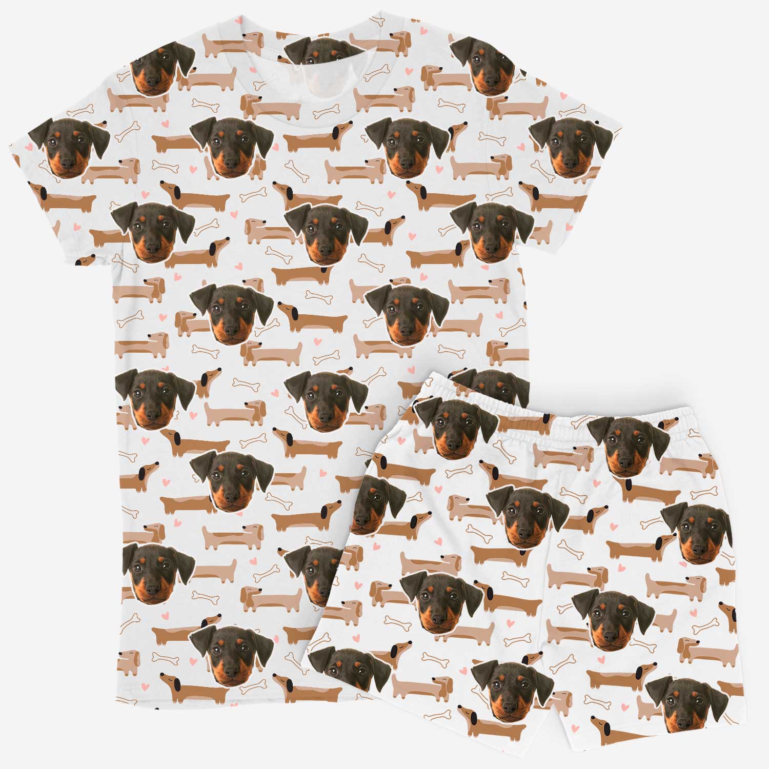 Dachshund Dog Pattern Women's Personalized PJs - Shorts Set