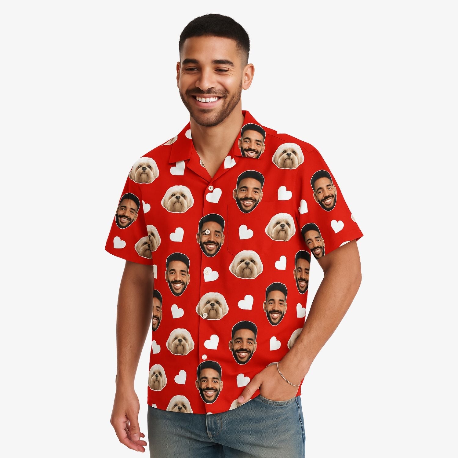 Your Dog White Hearts Hawaiian Shirt