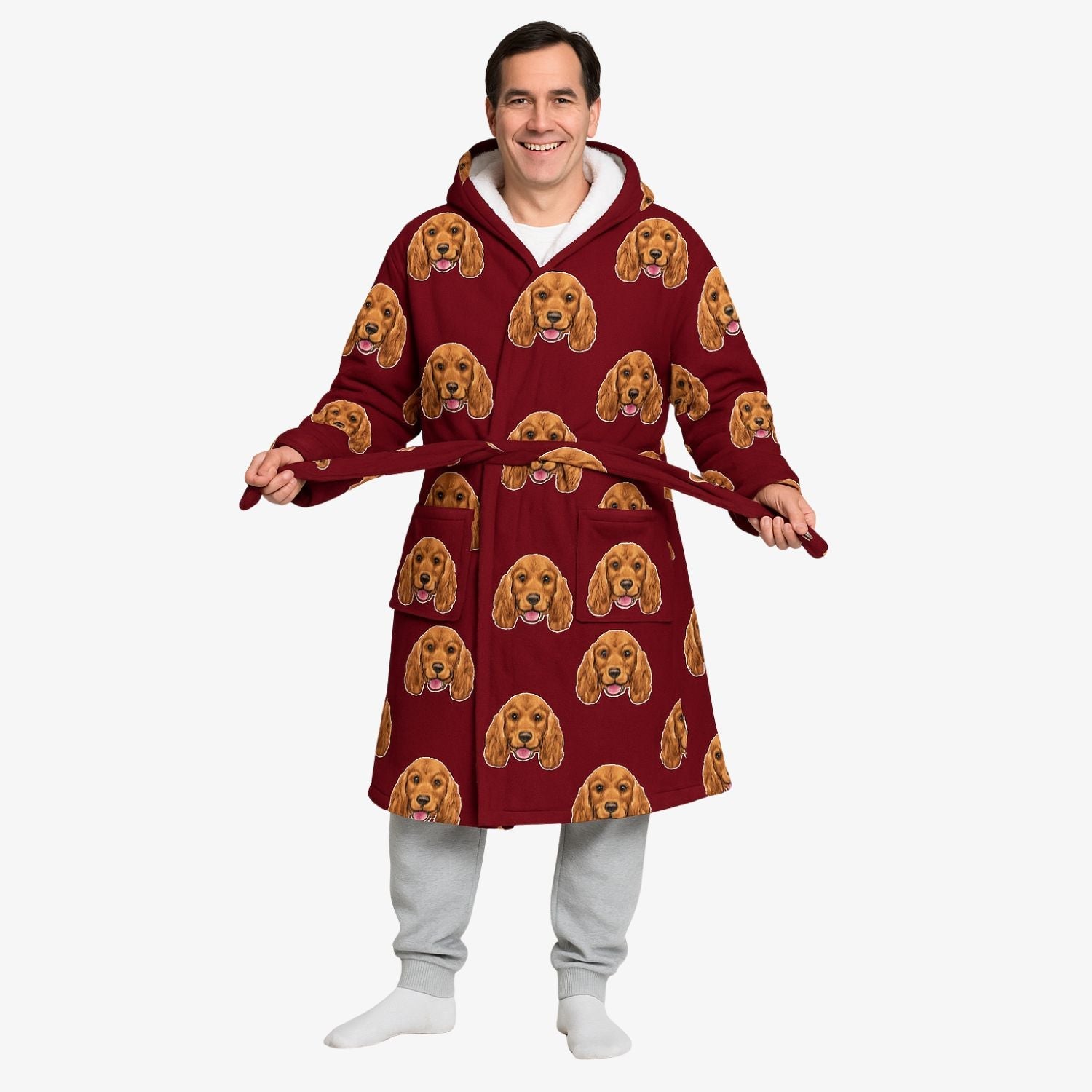 personalized bathrobe for men and women with dogs photo on