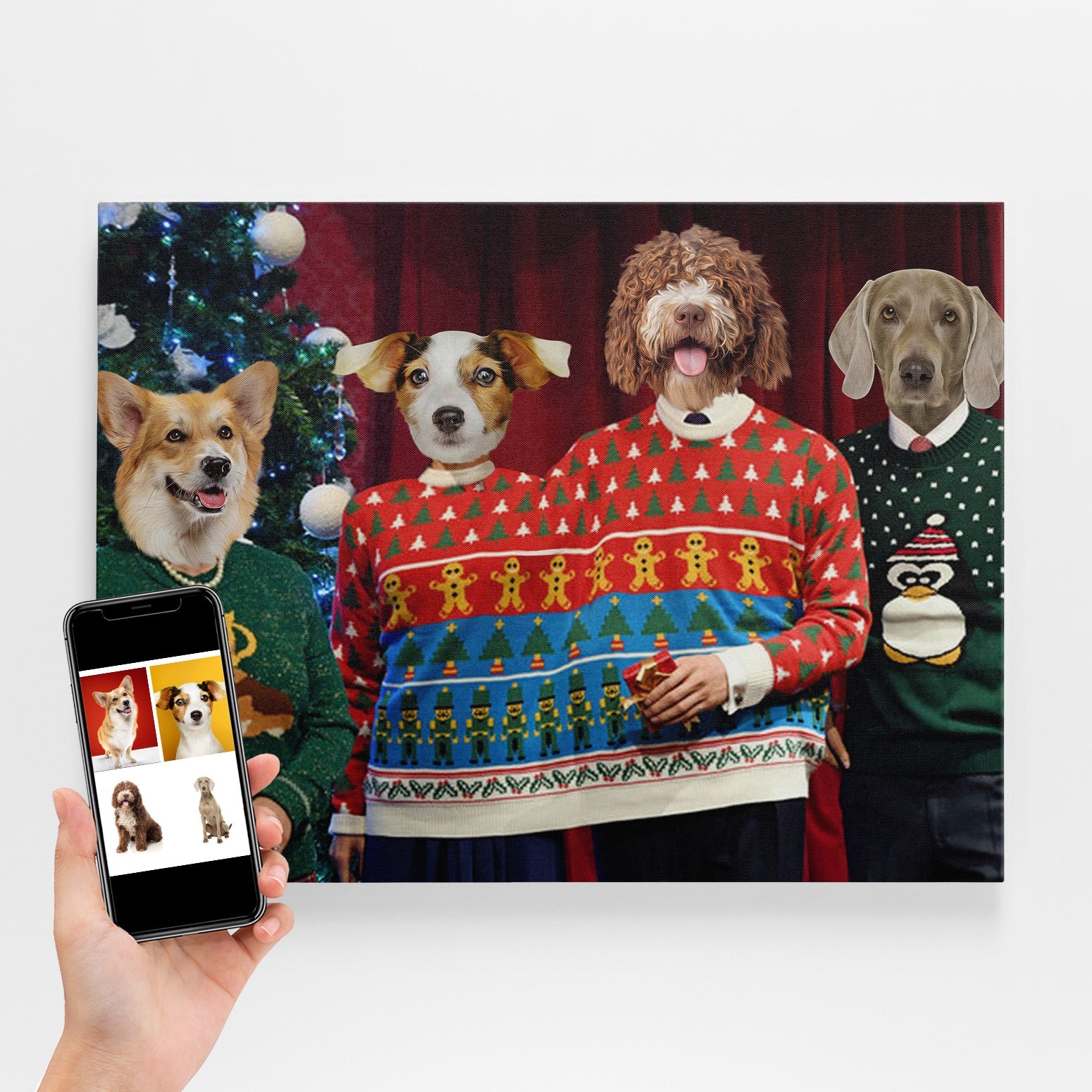Family Christmas Jumper Portrait Canvas