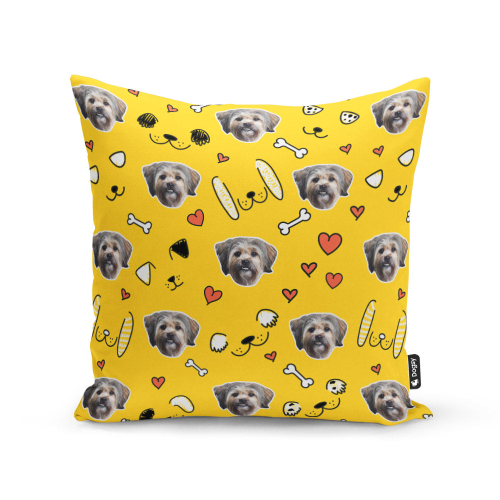 Seamus Sponsors Doodle Yellow Cushion
