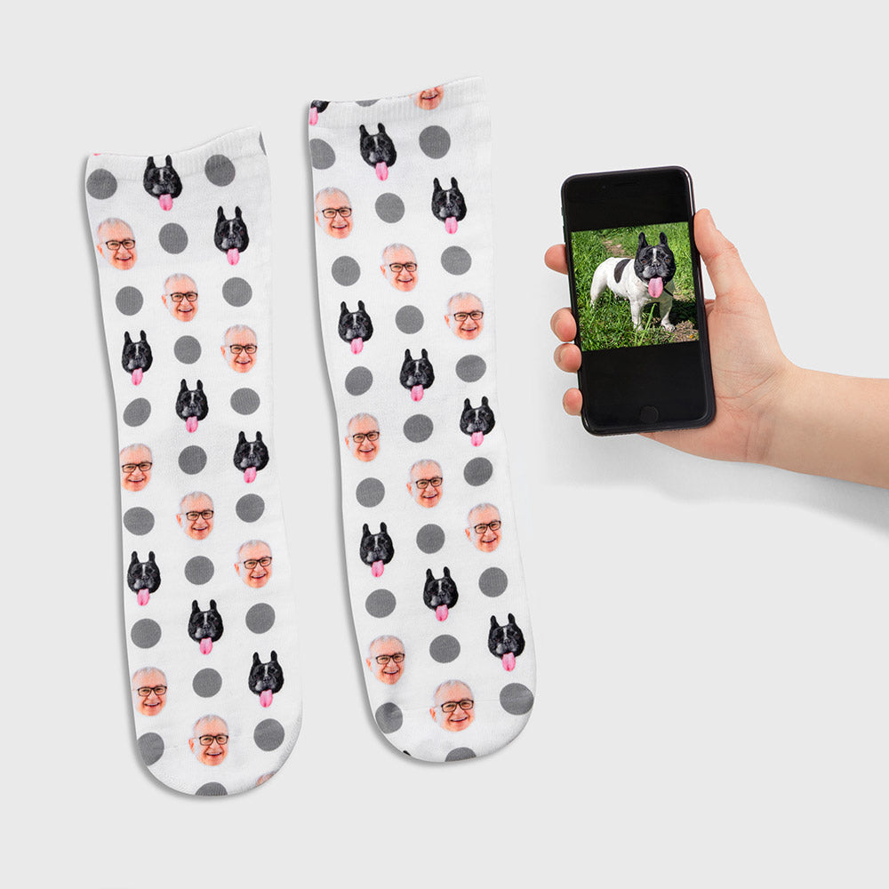 Dog & Owner Polka Dog Personalised Socks