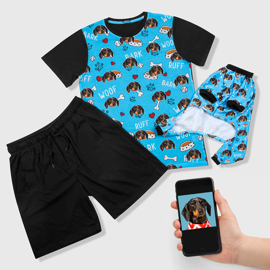 Mens Dog & Owner Photo On Matching Bark Pyjamas